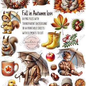 Automne en automne Love - 64 Automne Clipart PNG avec fond transparent | Graphiques numériques avec licence commerciale et personnelle | fleurs d'automne