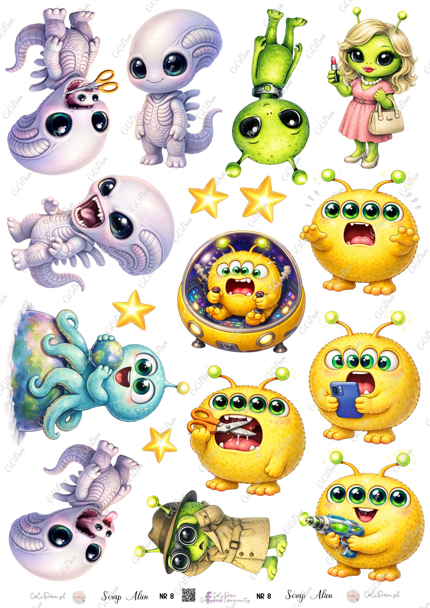 Scrap Alien - Space Scrapbooking Collection PNG | Aliens, Planets, A4 ...