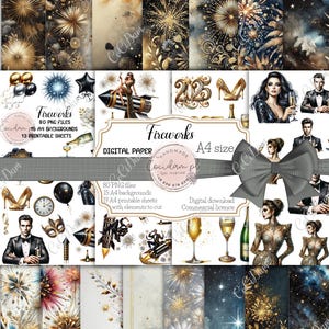 Collezione Fireworks 80 PNG dettagliati, 13 fogli A4 e 15 sfondi per scrapbooking, creazione di biglietti, progetti fai da te Kit - Aggiungi una scintilla oggi