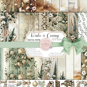 Der Winter kommt: 83 PNG-Dateien, 32 A4-Hintergründe, 16 A4-Ausschneidebögen – DIY-Set Vintage Weihnachten für Scrapbooking & Basteln, kommerzielle Lizenz
