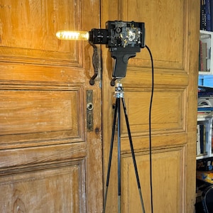 Vintage Camcorder & Tripod Upcycling Camera Lamp Floor Lamp