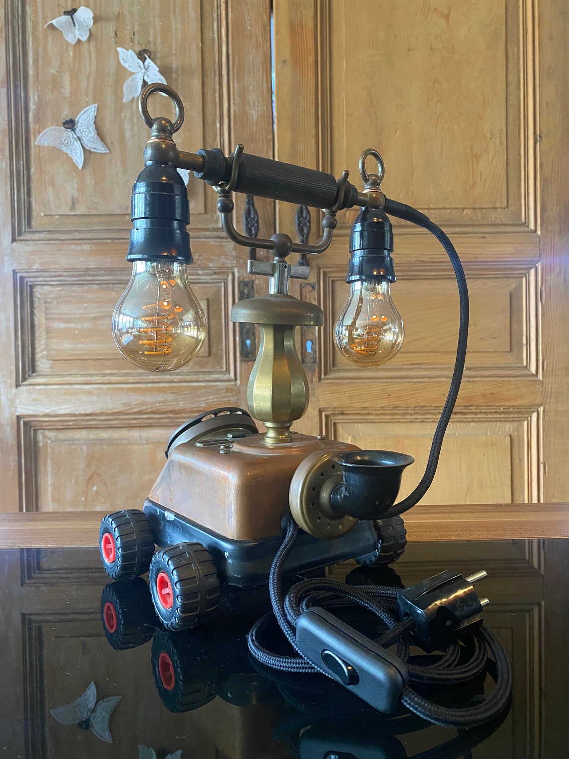 Vintage Telephone Upcycling Steampunk Car Table Lamp Telephone Lamp - Etsy