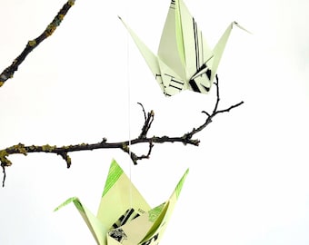 Origami cranes with hanging