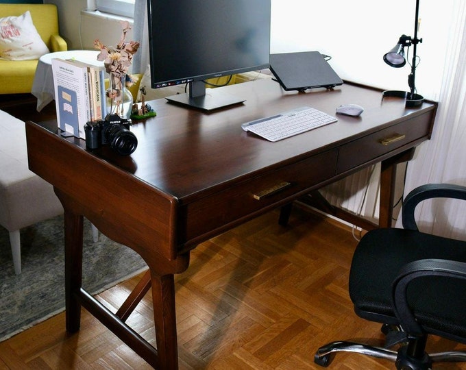 Handmade Solid Wood, Vanity Desk, Desk with Drawers, Office Chair, Work Chair Wooden Gift, Custom size furniture