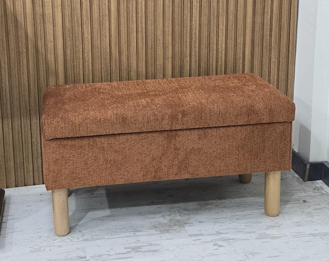 Upholstered Chesterfield Chest Pouffe with storage , Upholstered box Bench Handcrafted Upholstered Storage Bench, Piano Bench Ottoman Bench