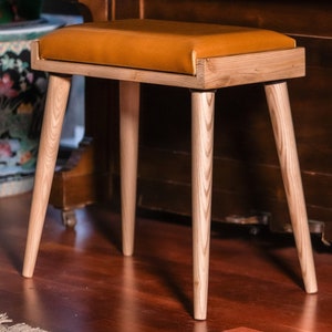 Leather Piano Bench Stylish Seating for Any Room, Ottoman Bench, Stool for Living, Mid Century Vanity Stool, Handmade Bench, Personalized