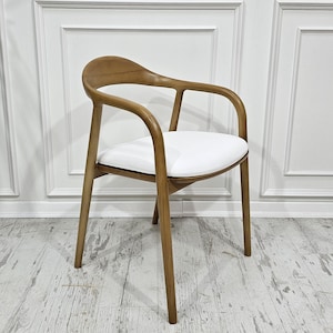 Handmade Mid-Century Seat: Chic Wooden Chair in Ash & Hornbeam, Wood Armchair, Elegant and Durable Seating