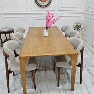 Retro massief houten eetkamerset - tijdloze elegantie, boerderij keukentafelset, handgemaakte woonkamertafel, eetkamerstoel