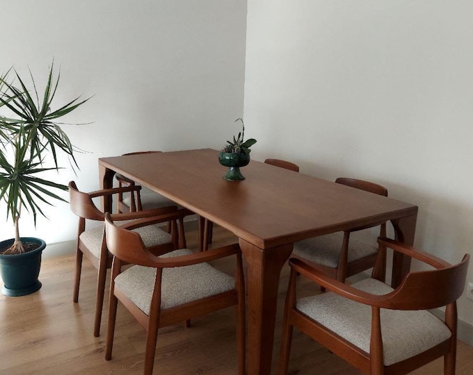 Retro Solid Wood Dining Room Set - Timeless Elegance, Farmhouse Kitchen Table Set, Handmade Living Room Table, Dining Chair