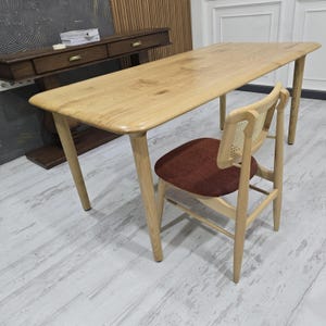 Silla de madera personalizada de inspiración vintage: diseño elegante de mediados de siglo, silla de madera maciza, silla de comedor moderna, silla de cocina