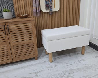 Upholstered Chesterfield Storage Bench: Handcrafted Ottoman Bench,Footstool, Bedroom Seat, Organizer for Living Room