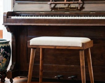 Massivholz Klavierbank, benutzerdefinierte Farbe Holz Klavierhocker, handgefertigte Musikbank, verstellbarer Sitz, personalisierter Klavierstuhl, Holzgeschenk