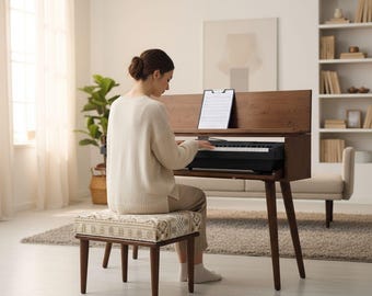 Banco de piano, asiento elegante para cualquier habitación, banco otomano, taburete de tocador de mediados de siglo, pequeño banco reposapiés para la entrada, banco para mesa de tocador
