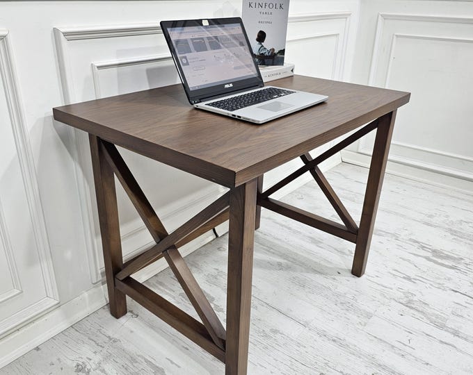 Handmade Solid Wood, Small Desk, Computer Desk Table, Wooden Table, Office Chair, Work Chair Wooden Gift, Custom size furniture