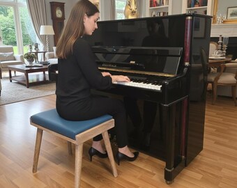 Exclusivo banco de piano de madera pulida, asiento de inspiración vintage para tu sala de estar, taburete rústico, banco de piano hecho a mano, regalo de madera, regalo para ella.