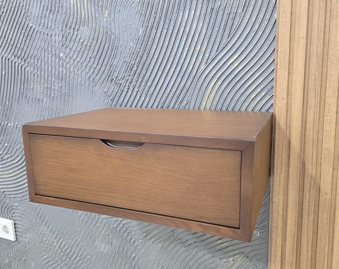 Modern Wall Mounted Nightstand Wooden Nightstand with Drawers,  Oak nightstand, Bedroom Decor, Customizable Nightstand for Home Decor