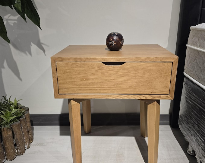 Wooden Nightstand with Drawers,Modern Oak nightstand, Scandinavian Bedside Table, Bedroom Decor, Customizable Nightstand for Home Decor