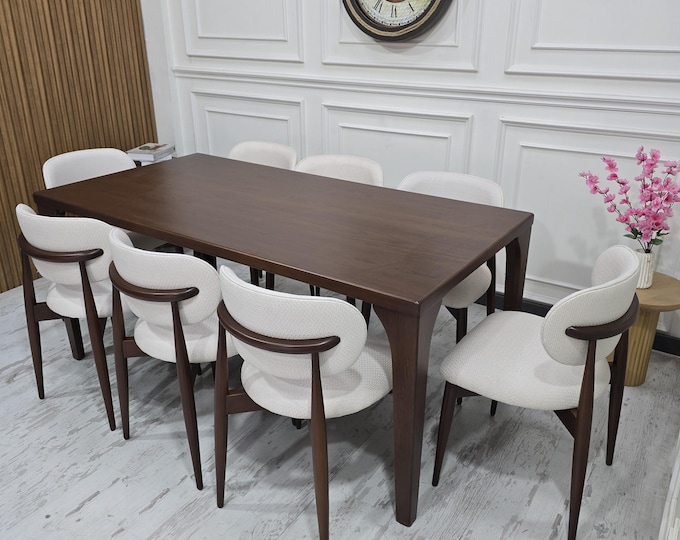 Retro Solid Wood Dining Room Set - Timeless Elegance, Farmhouse Kitchen Table Set, Handmade Living Room Table, Dining Chair