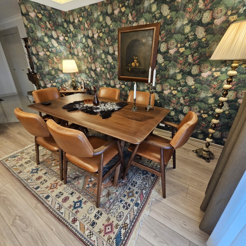 Solid Walnut Dining Table and Chair Set - Mid Century Dining Table ...