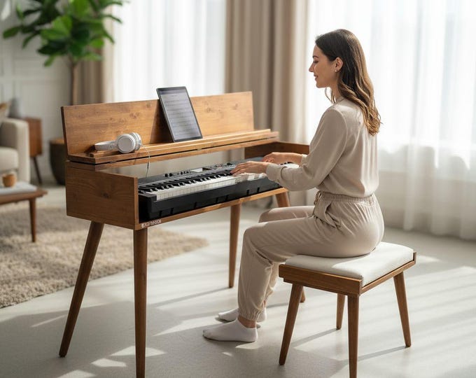 Handmade Solid Wood Piano Stand, Digital Keyboard Stand, Kids Piano Stand, Personalized Piano Stand