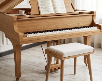 Banco para piano, taburete personalizado, banco otomano, banco a medida, taburete para sala de estar, taburete de tocador de mediados de siglo, regalo para el Día de la Madre, regalo de madera