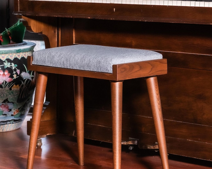 Handmade Mid Century Style Piano Bench and Ottoman Combo for Living Space - Unique Gift Idea Mcm Bench, Stool for living, Retro Bench,
