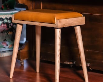 Leather Piano Bench Stylish Seating for Any Room, Ottoman Bench, Stool for Living, Mid CenturyStool, Handmade Bench,Valentine's Day gift