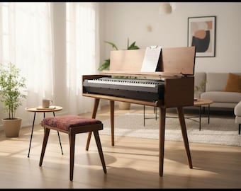 Notenhouten pianobank stijlvolle stoelen voor elke kamer, Ottomaanse bank, kruk voor het leven, ijdelheidkruk uit het midden van de eeuw, Turks tapijtbank, gepersonaliseerd