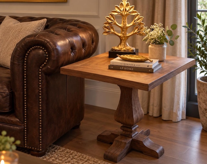 Rustic Distressed Wood Side Table – Custom Size & Color, Handmade Accent Table, Farmhouse End Table, Living Room Furniture