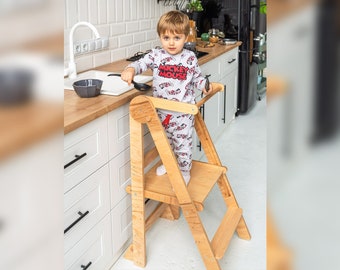 Kids Step Stool - Personalized Kitchen Tower. Montessori Learning Furniture