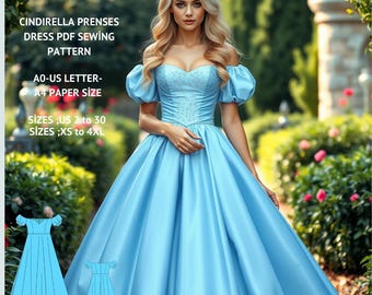 Cinderella Dress Sewing Pattern: Princess Cosplay, Regency, Elvish (PDF Pattern)