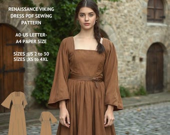 Linen Viking Dress Sewing Pattern: Maxi, Fairy, Elvish Costume (PDF  Download, XS-4X) - Etsy Canada