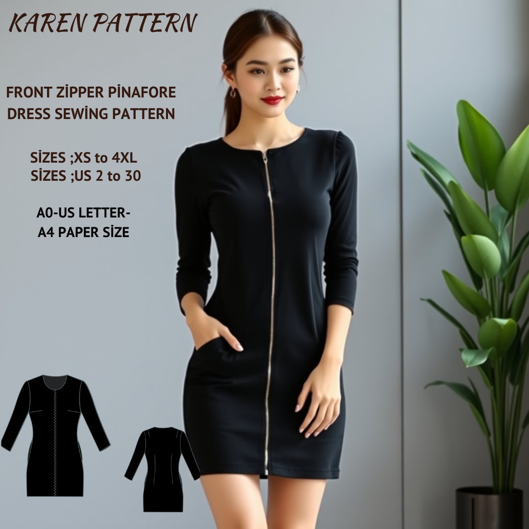 Front Zipper Dress - Etsy