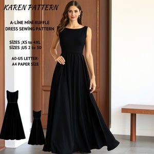 Boat Neck Maxi Dress Sewing Pattern: Prom,Cocktail, Ball Gown (XS-4XL) (PDF Pattern)