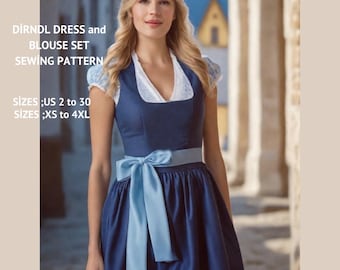 Vintage Dirndl Dress Sewing Pattern:Austrian Oktoberfest Folk Costume (PDF Pattern)
