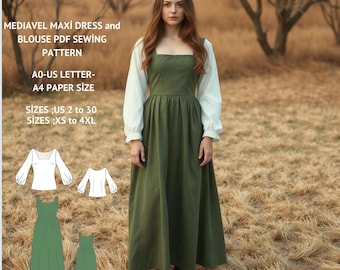 Renaissance Dress & Blouse Sewing Pattern: Medieval, Fairy, Elvish (XS-4XL) (PDF Pattern)