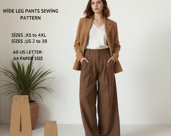 Broek met wijde pijpen Naaipatroon: damesbroek (XS-4XL) (pdf-patroon)