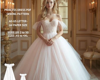 Prinzessinnen Kleid Schnittmuster: Cosplay, Regency, Elvish (PDF-Muster)