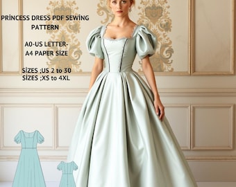 Renaissance Princess Dress Sewing Pattern: Regency, Fairy, Elf (US 2-30) (PDF Pattern)