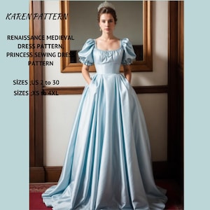 Vestido de cosplay medieval renacentista, hada, regencia, vestido élfico, vestido largo, disfraz de Halloween, tamaño A0, A4, carta de EE. UU., talla 2 a 30 de EE. UU.