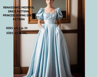 Renaissance Cosplay Dress Sewing Pattern:Medieval Fairy, Elvish Gown (PDF Pattern)