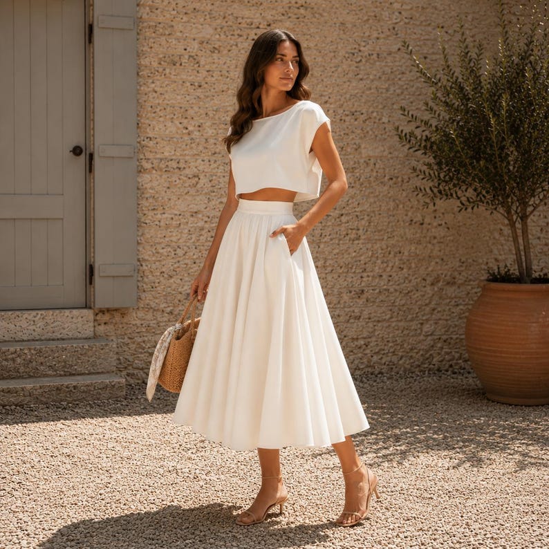 Mönster för linne-crop top och cirkelkjol | Sommaroutfit PDF (digital nedladdning) bild 7