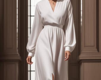 Patrón de costura para vestido maxi cruzado de lino: tallas grandes XS-4XL (descarga digital)