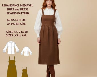 Renaissance Dress & Shirt Pattern: Medieval, Fairy, Regency (US 2-30) (PDF)