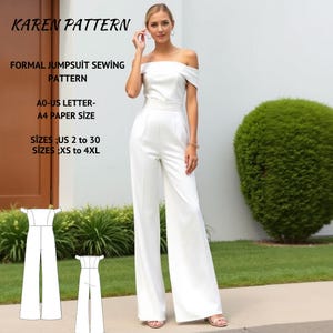 Formal Jumpsuit Sewing Pattern:US Size 2-30 (XS-4XL) (PDF Pattern)