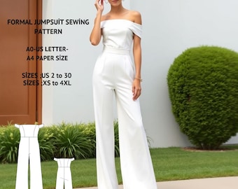 Formal Jumpsuit Sewing Pattern:US Size 2-30 (XS-4XL) (PDF Pattern)