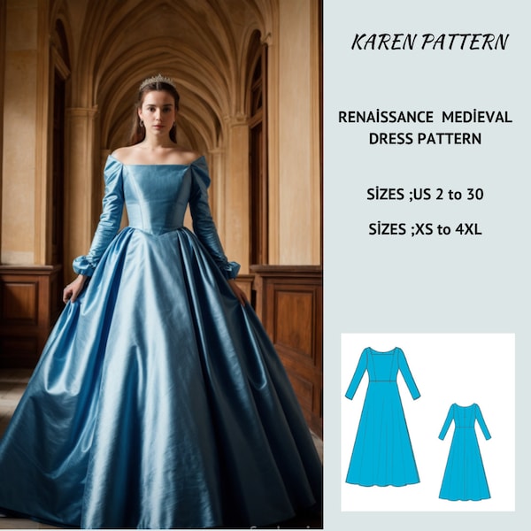 Renaissance Medieval Cosplay Dress Fairy,Regency,Elvish dress,Maxi Dress,Halloween costume , A0 A4 US Letter-US 2 to 30