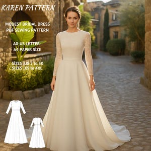 Modest Bridal Dress Sewing Pattern,Wedding Maxi Dress,Celtic Dress,Maxi dress,Evening Gown,US 2 - 30 and XS - 4XL