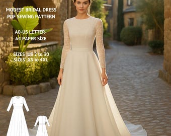 Naaipatroon bescheiden bruids maxi-jurk, VS 2-30 (pdf-patroon)