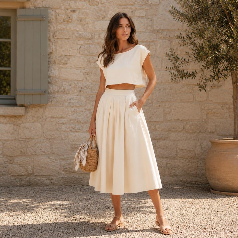 Mönster för linne-crop top och cirkelkjol | Sommaroutfit PDF (digital nedladdning) bild 8